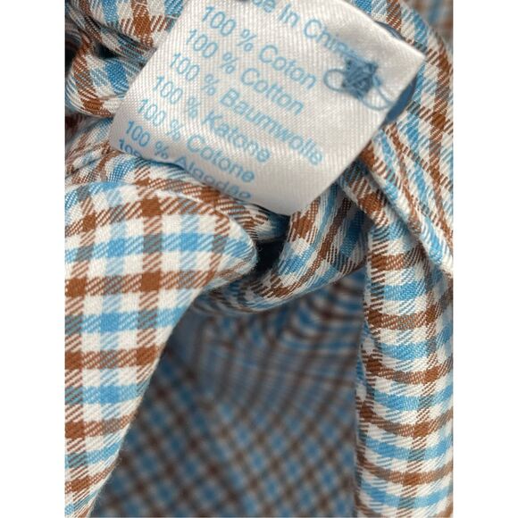 Twillory Button Down Shirt Check Plaid Men Size Medium White Blue Tailored Fit - Picture 10 of 11